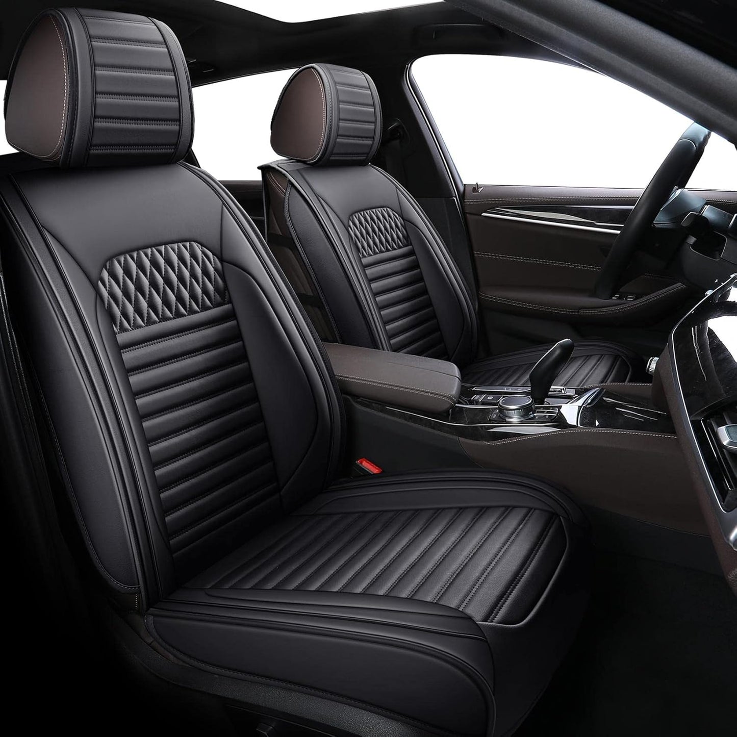 Tomatoman Front Seat Covers Compatible with Toyota Corolla Rav4 Camry 4runner Honda Civic Accord HRV CRV Nissan Altima Sentra Hyundai Tucson Accent Elantra(2PCS/Black)