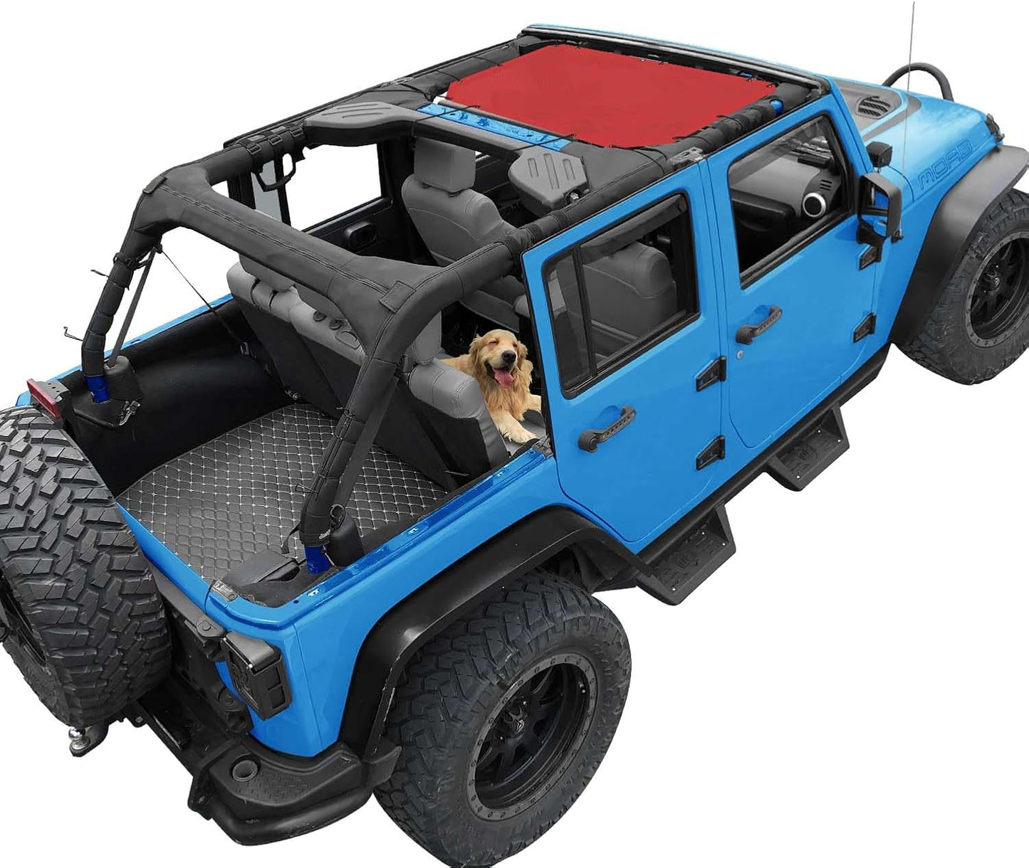 Coverspec JT Top Sun Shade Roof Compatible with Jeep Gladiator JT (2018-2023) 4 Door Jeep Sunshade Top Sunroof Bikini Cover- Blocks UV, Wind, Noise - Black Mesh for Full Length