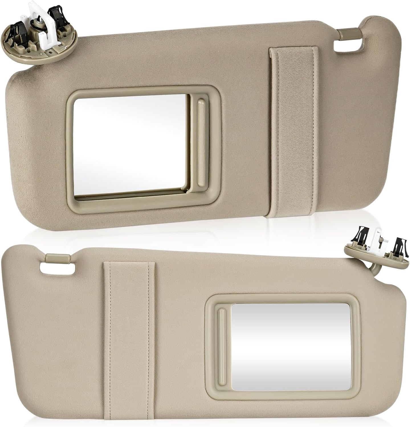 Left Driver & Right Passenger Side Sun Visor SunVisor with Light for Toyota Camry 2007 2008 2009 2010 2011 with Sunroof 74320-06800-B0 74310-06770-B0 (Beige)