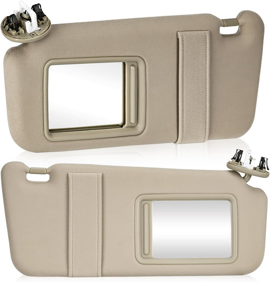 Left Driver & Right Passenger Side Sun Visor SunVisor with Light for Toyota Camry 2007 2008 2009 2010 2011 with Sunroof 74320-06800-B0 74310-06770-B0 (Beige)