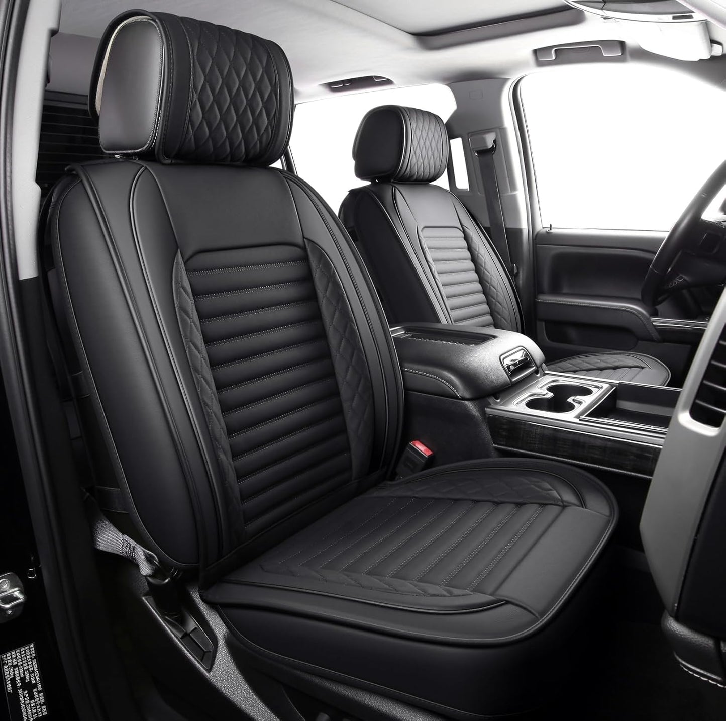 JOJOBAY Chevy Silverado Seat Covers,GMC Sierra Seat Covers,Custom Fit 2007-2024 1500 2500HD 3500HD Crew Double Extended Regular Cab,LT LZT RST Trail Boss(Front Pair,Black Red)