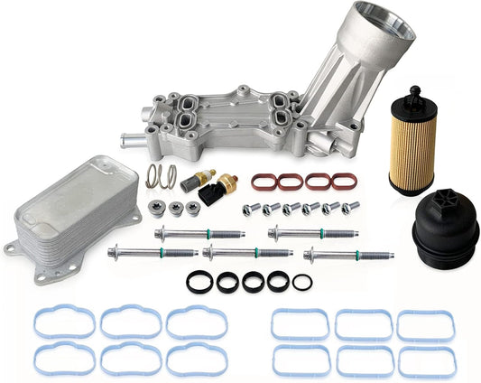 WHYQL Aluminum Engine Oil Cooler and Oil Filter Housing Compatible with 2011-2021 Chrysler 200 300, Dodge Charger, Grand Cherokee, Wrangler, Ram Promaster 3.6L V6 Oe926-876 926-959 (New)