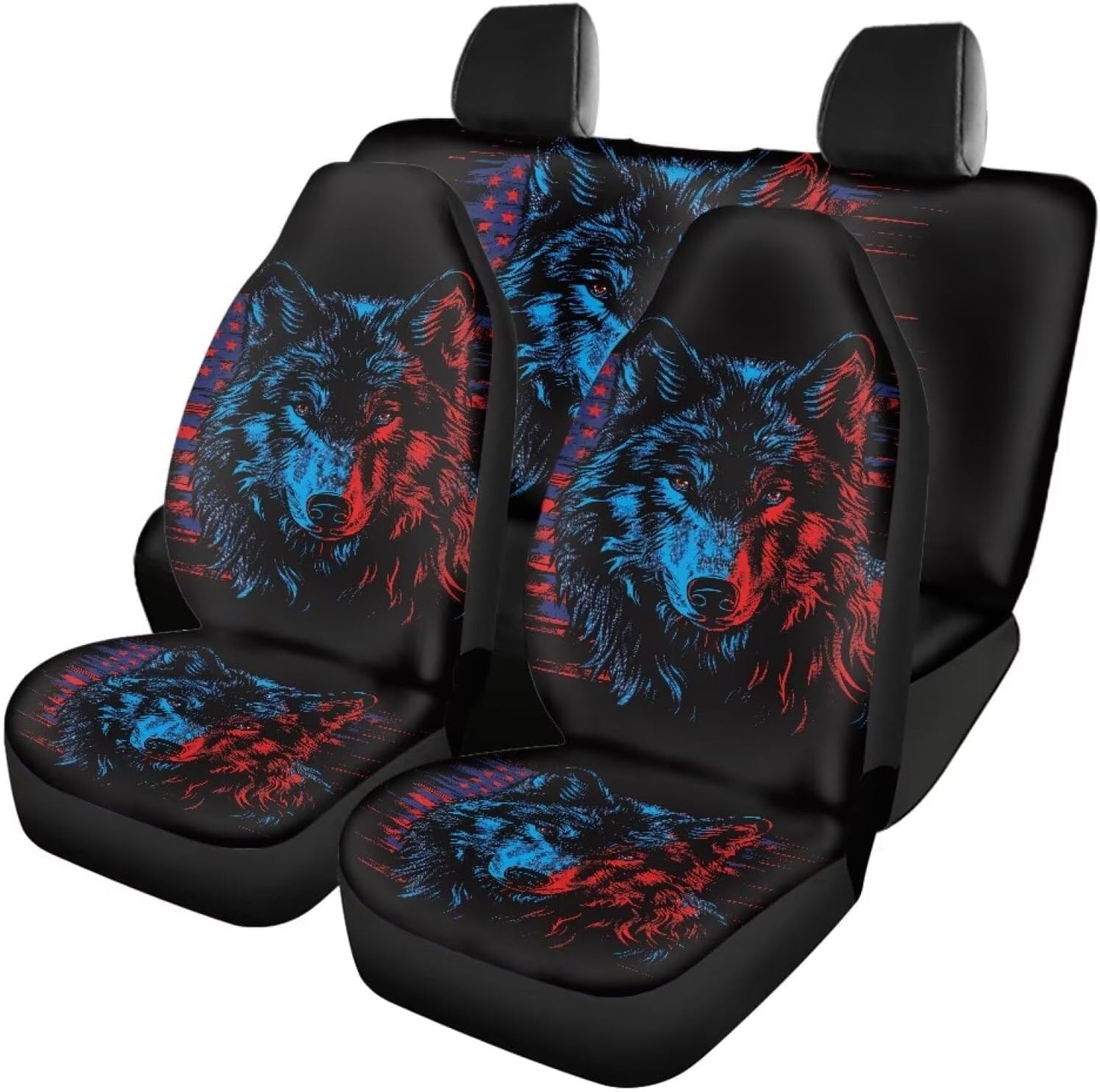 AFPANQZ Oriental Dragon Print Car Seat Covers Full Set for Back Seat Front Seats Universal Fit Most Cars SUVs Trucks Vans Comfortable Auto Seat Protection Full Set for Women Men Black Red