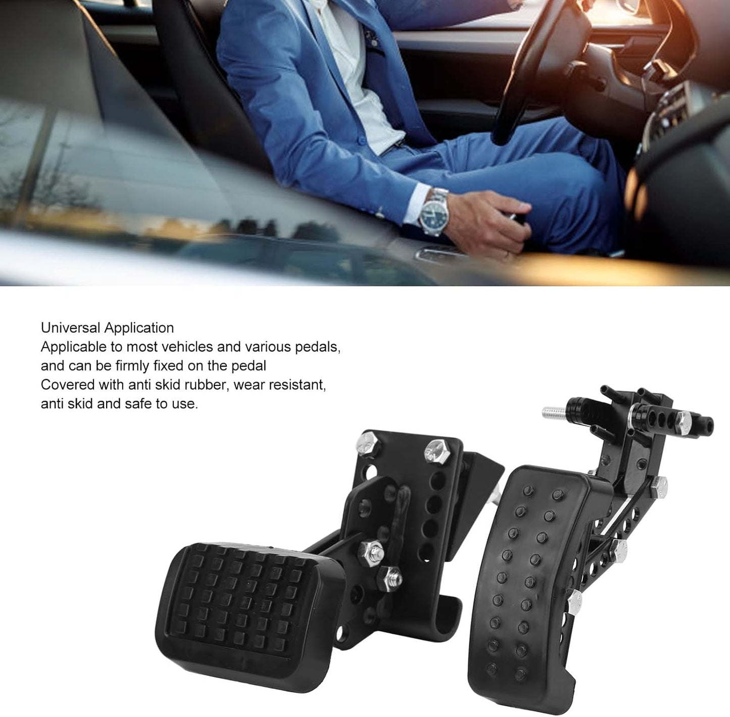 Gas and brake pedal extensions, Fydun universal anti-slip accelerator pedal extensions, adjustable length and angle for most cars