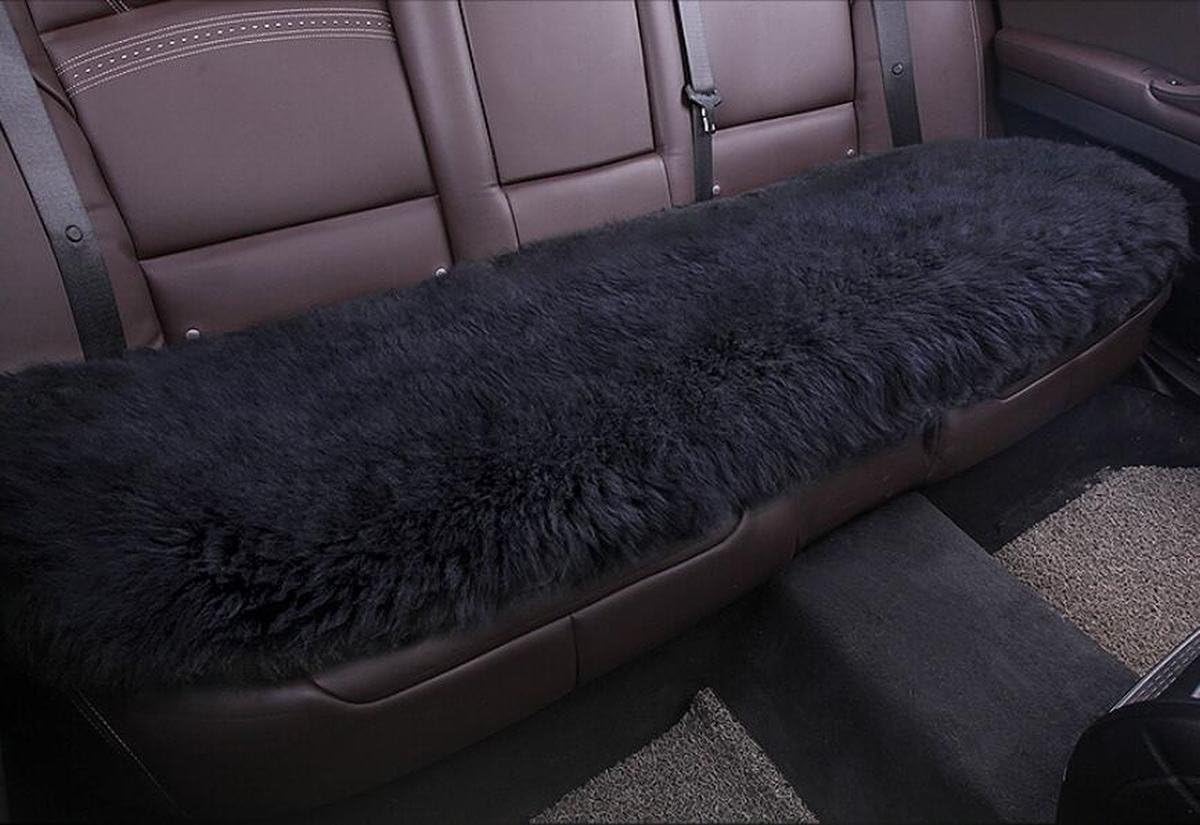 Sisha-A Winter Warmth: Universal Sheepskin Seat Cushion Cover - Natural Wool, for Cars, Trucks, SUVs & Vans - Cozy & Stylish Driving Companion Rear Beige Yellow