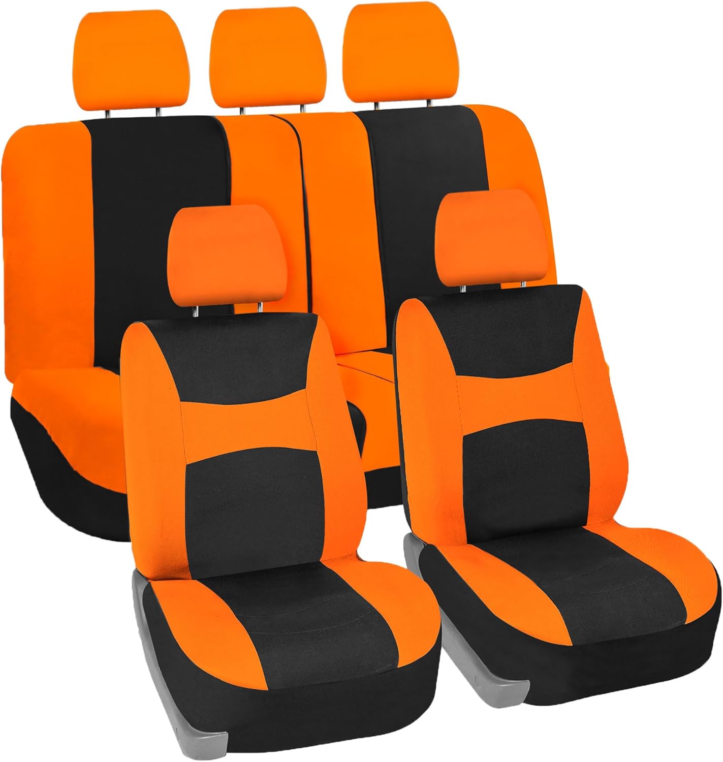 FH Group FB030BLACK115 Full Set Seat Cover (Side Airbag Compatible with Split Bench Black)