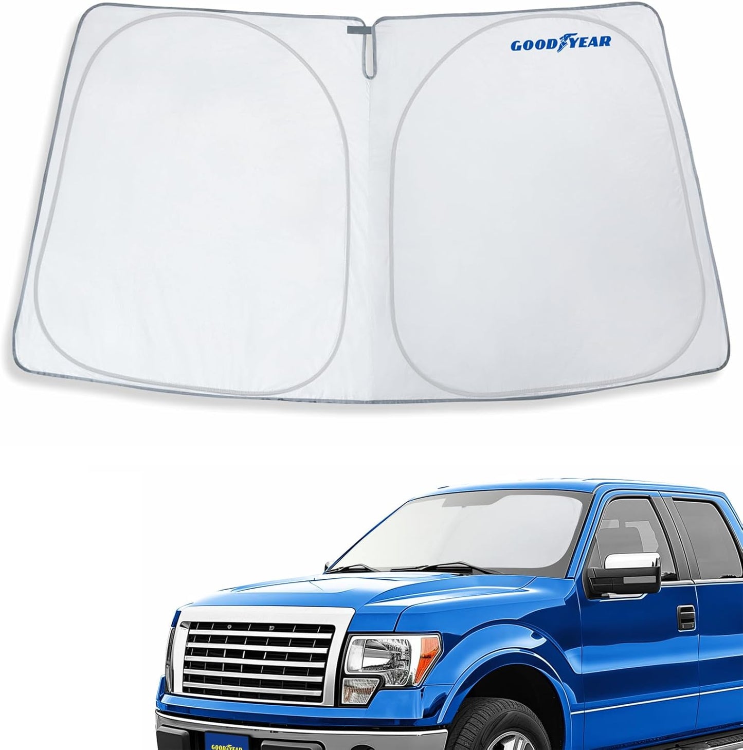 Goodyear Foldable Windshield Sunshade for Chevrolet (Chevy) Tahoe 2021-2025, SUV car Accessories, Sunshade Cover, Sun Shade Car Windshield, Window Sun Blocker - GY008221