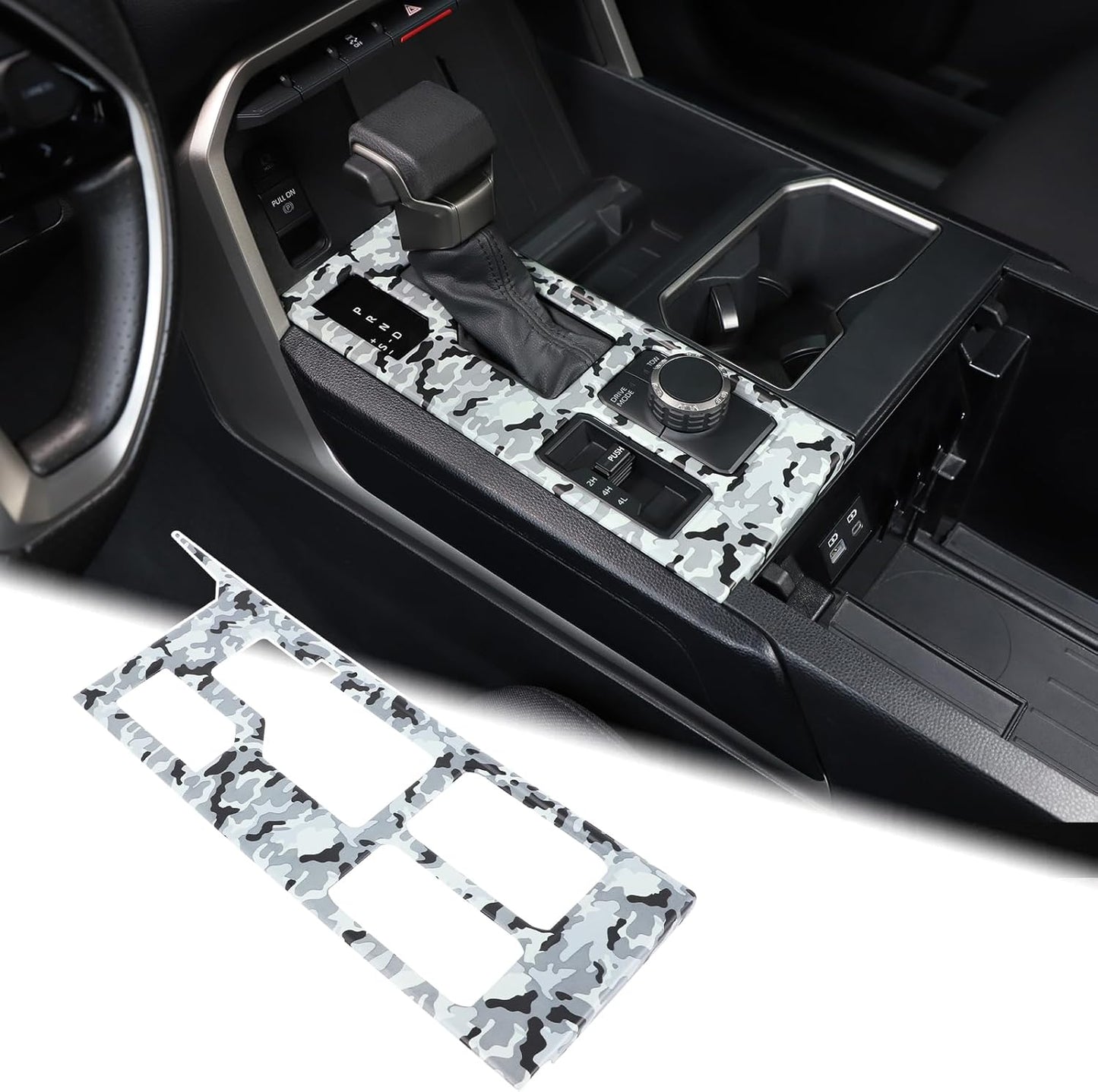 Aunginsy Central Control Gear Shift Panel Trim Cover Compatible with Toyota Tundra/Sequoia 2022-2024 Car Gear Shifter Console Anti-Scratch Panel Frame Protect Sticker with 4WD Accessories(Mech Style)