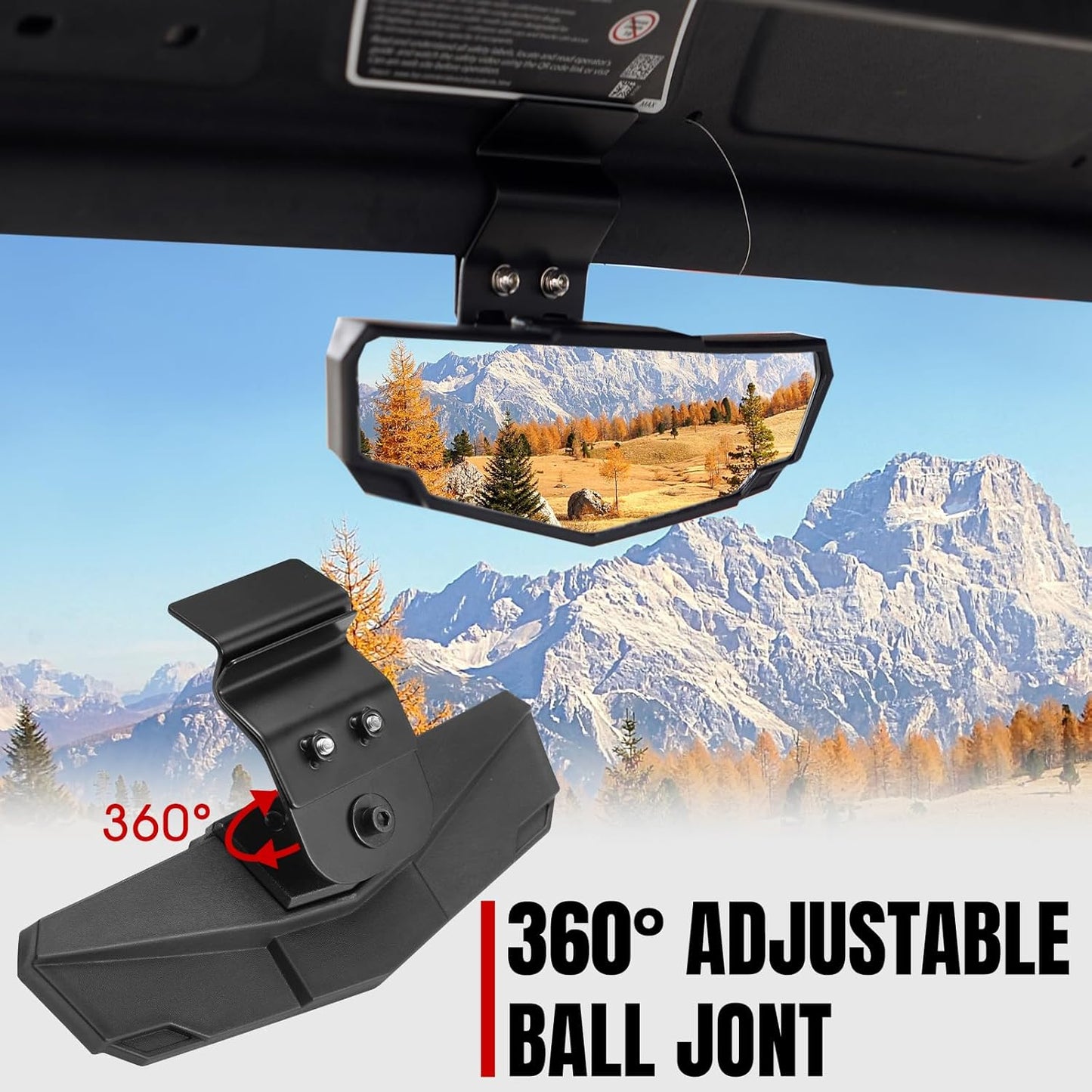 A & UTV PRO Rear View Mirror for Polaris Ranger/Can Am Defender, Center Convex Rearview Mirror for 2015-2024 Polaris Ranger XP 1000 570 XP 900, 2017-2024 Can Am Defender Accessories, 1PC