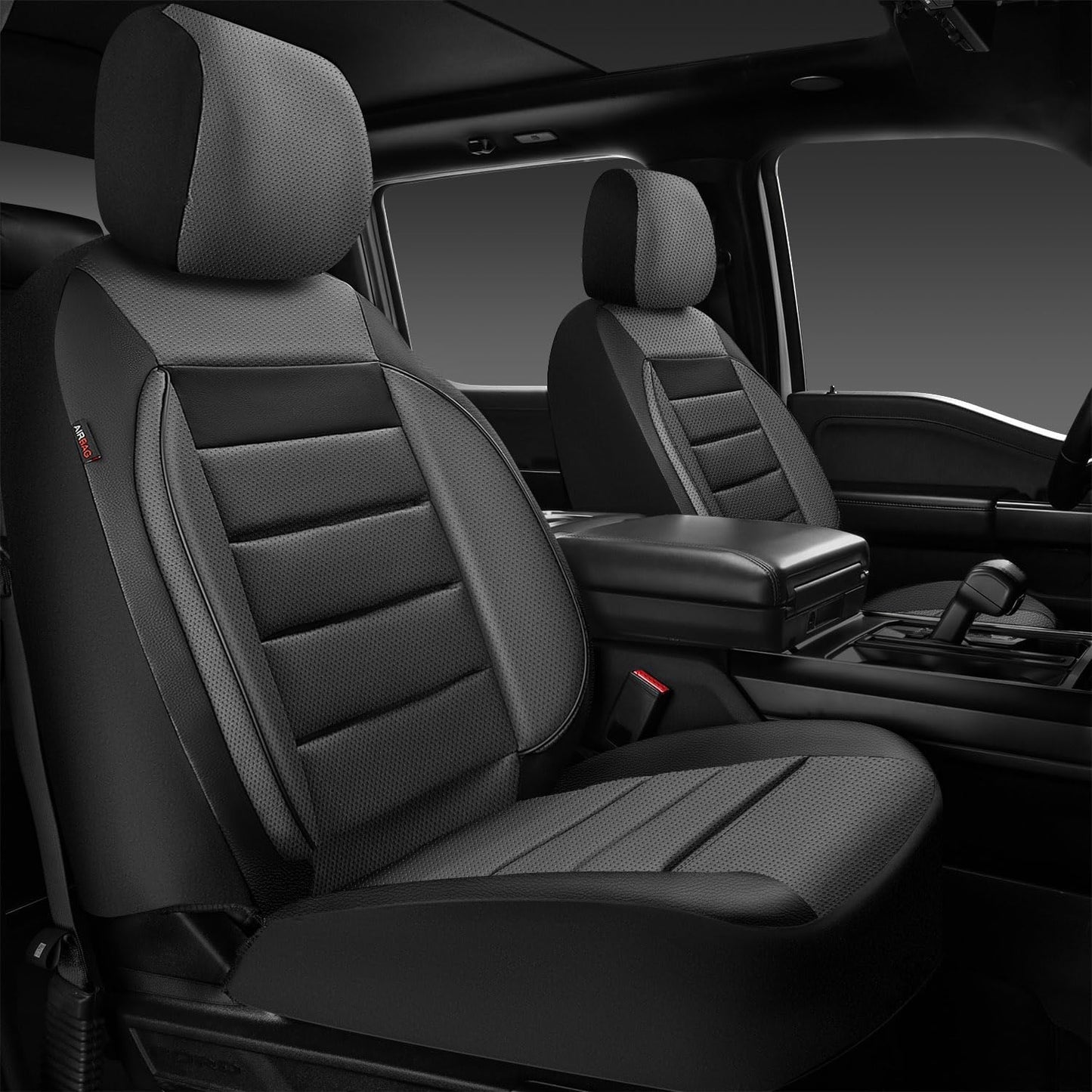 CAR PASS Leather Seat Covers Full Set Universal Water Resistant 3D Foam Back Support, Luxury Comfort Automotive 5 Seat Covers All Season Fit for SUV,Sedan,Van, Airbag Compatible Elegance(Black)