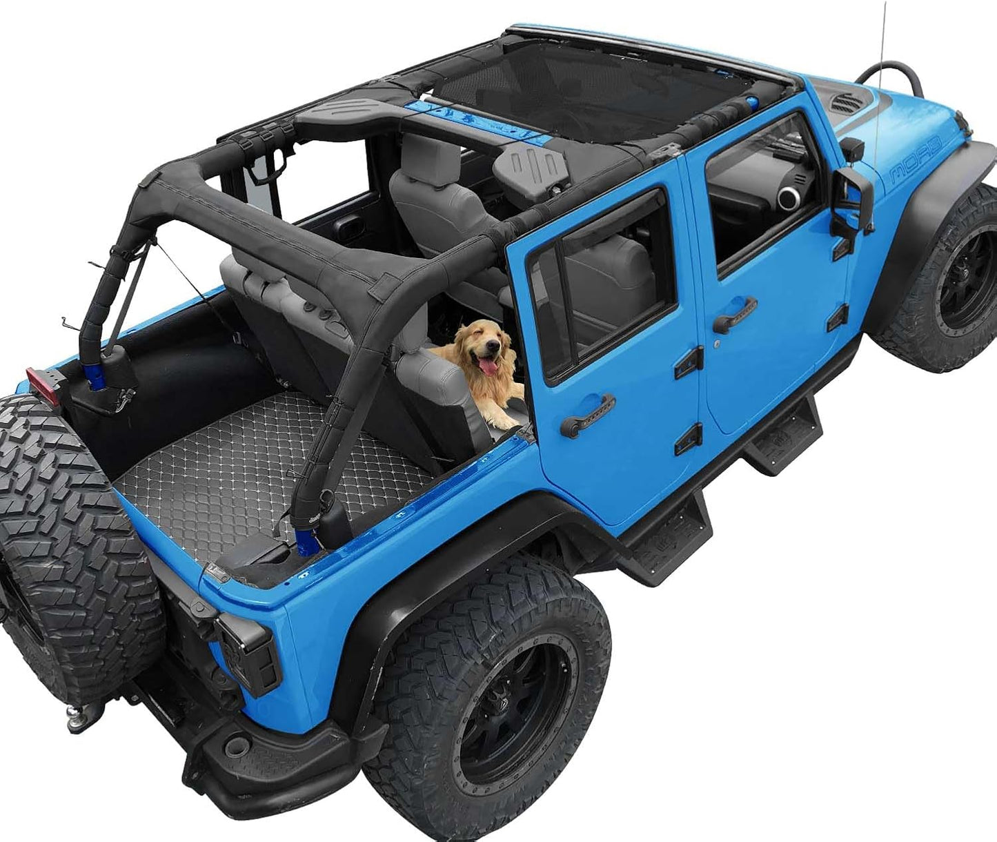 Coverspec JT Top Sun Shade Roof Compatible with Jeep Gladiator JT (2018-2023) 4 Door Jeep Sunshade Top Sunroof Bikini Cover- Blocks UV, Wind, Noise - Black Mesh for Full Length
