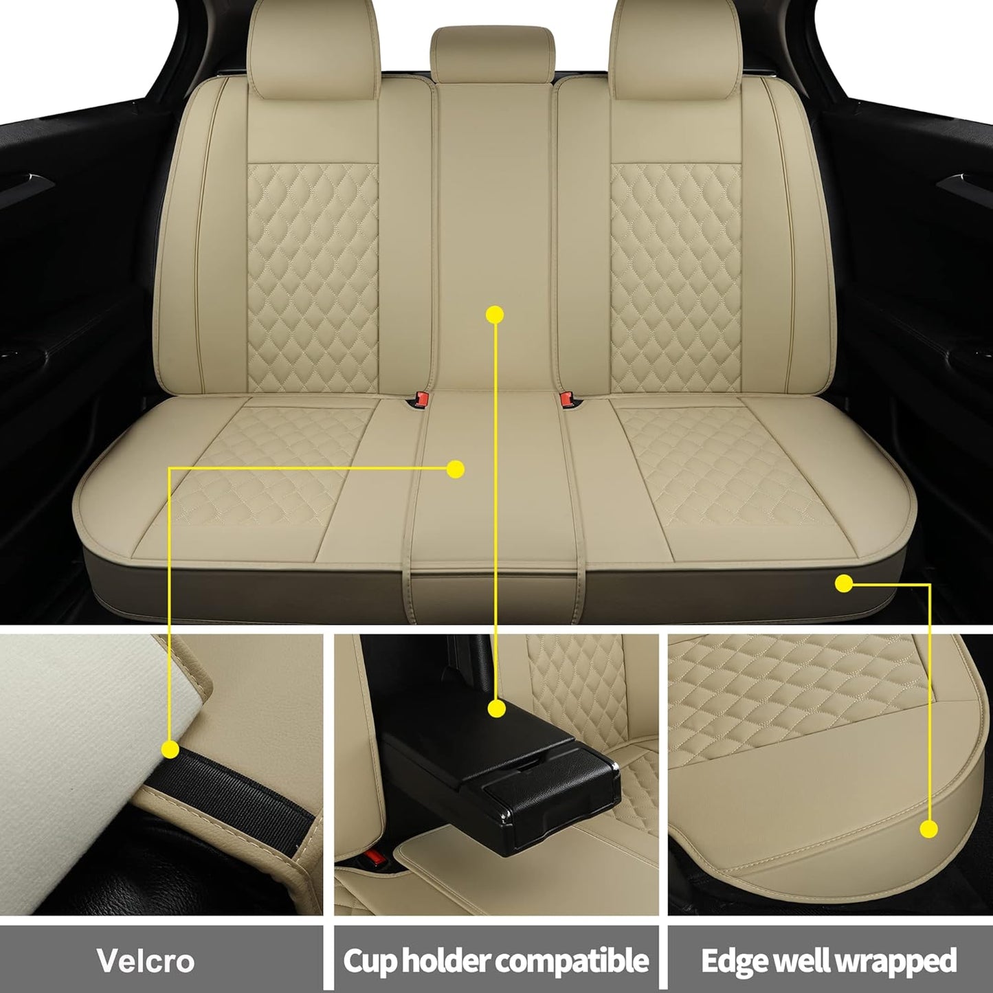 Vankerful Car Seat Covers for Driver and Passenger Seat,Universal Fit for Most Cars,SUV,Sedans and Pick-up Trucks (Beige)