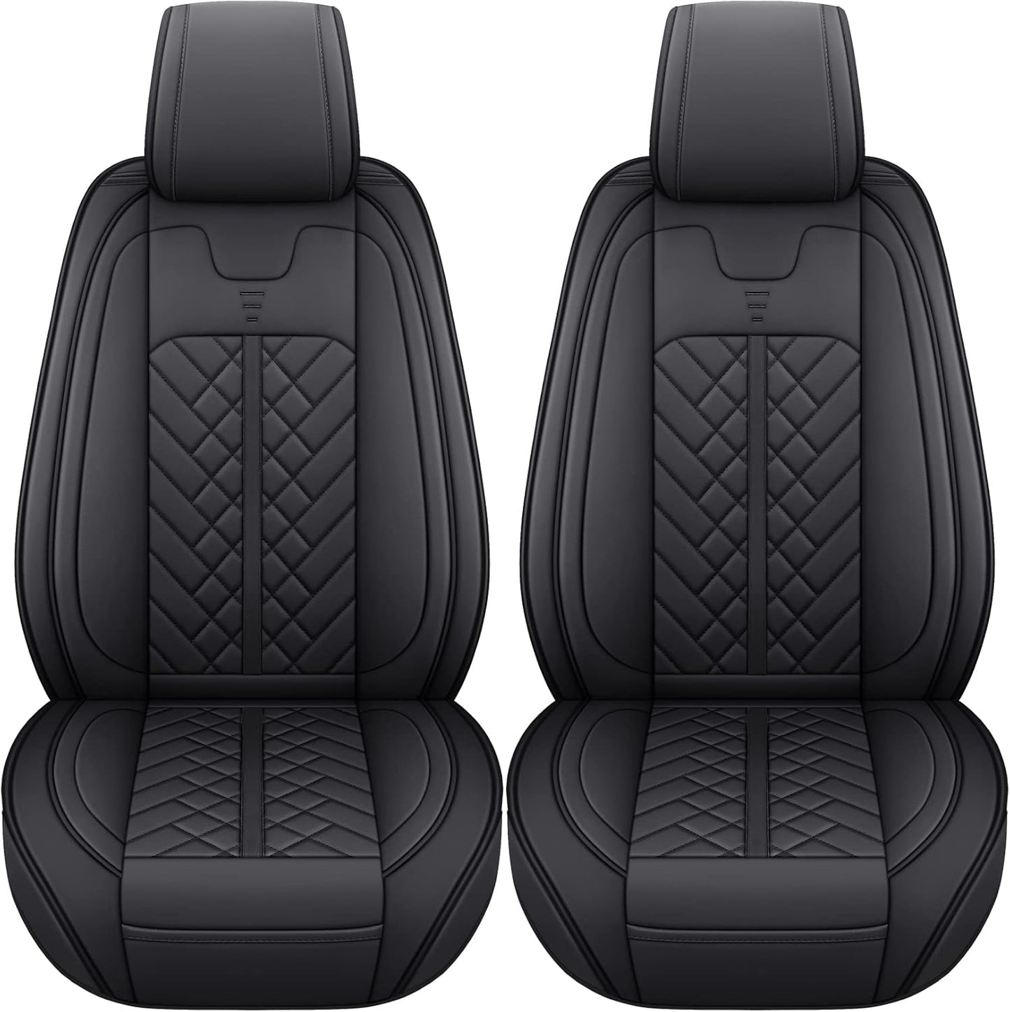 Tomatoman Front Seat Covers Compatible with Toyota Corolla Rav4 Camry 4runner Honda Civic Accord HRV CRV Nissan Altima Sentra Hyundai Tucson Accent Elantra(2PCS/Black)