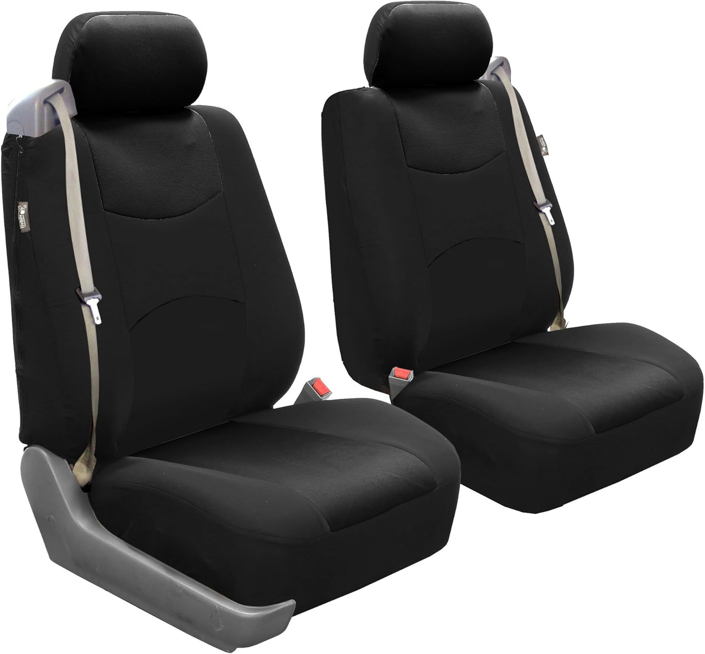 FH-FB351102 All Purpose Flat Cloth Built-in Seat Belt Bucket Covers Gray/Black