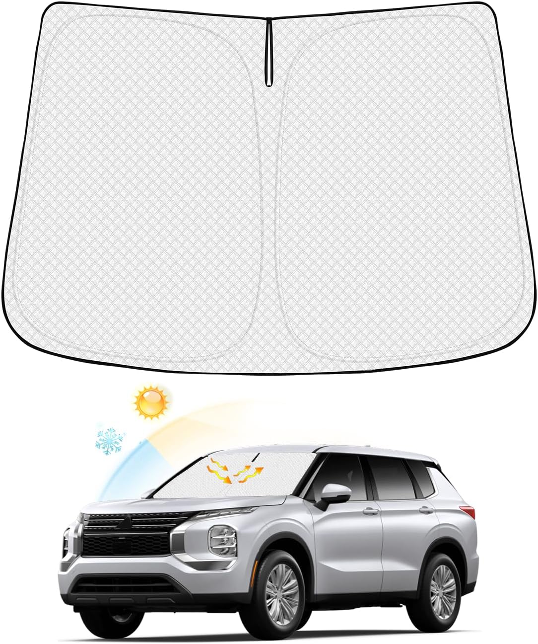 Canvcle Windshield Sun Shade for 2022-2024 2025 Kia Carnival Accessories Thicken 6-Layer Front Window Sunshade Cover Sun Visor Protector Foldable Block UV Rays Keep Vehicle Cool