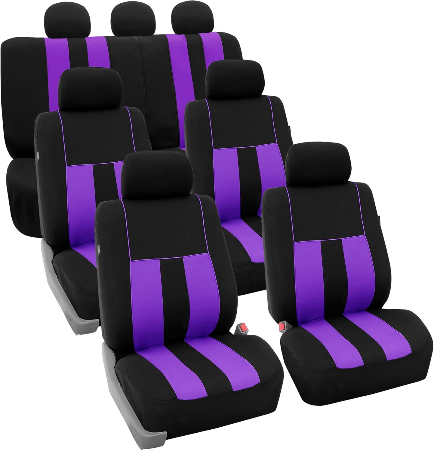 FH Group Three Row Striking Striped Full Set Car Seat Covers, Airbag Compatible & Split Ready – Universal Fit for Cars Trucks & SUVs (Blue) FB036217