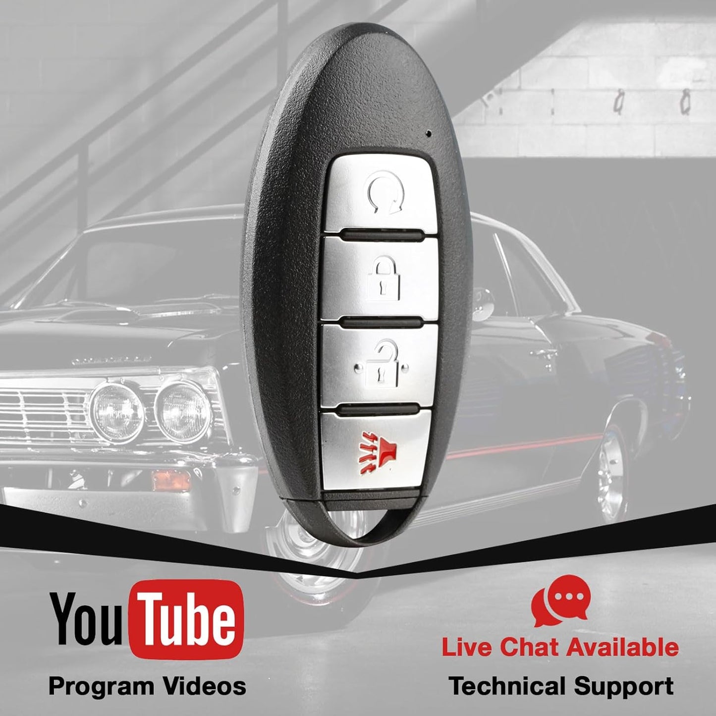 USA Remote Keyless Entry Remote Start Car Key Fob Smart 4 Button for Nissan Kicks SR SR+ SV Rogue KR5TXN3 (2 Pack)