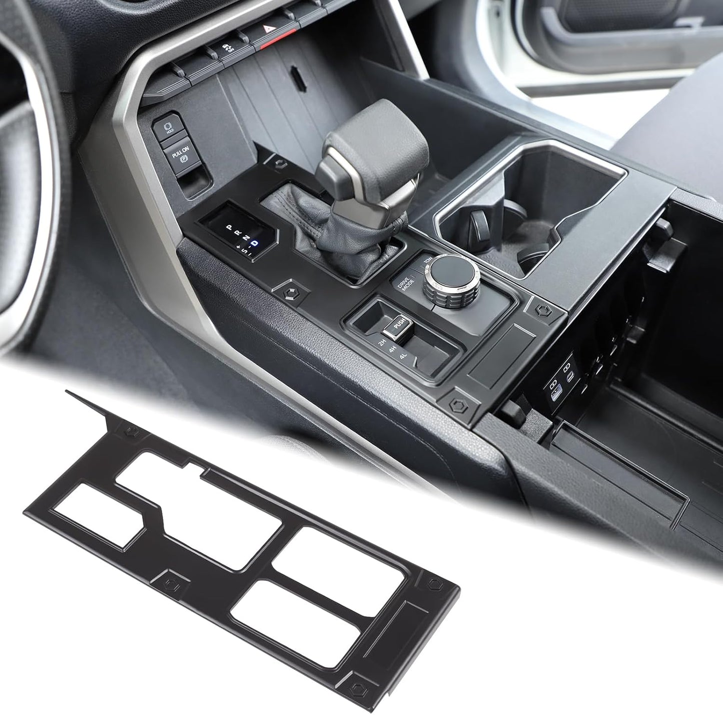 Aunginsy Central Control Gear Shift Panel Trim Cover Compatible with Toyota Tundra/Sequoia 2022-2024 Car Gear Shifter Console Anti-Scratch Panel Frame Protect Sticker with 4WD Accessories(Mech Style)