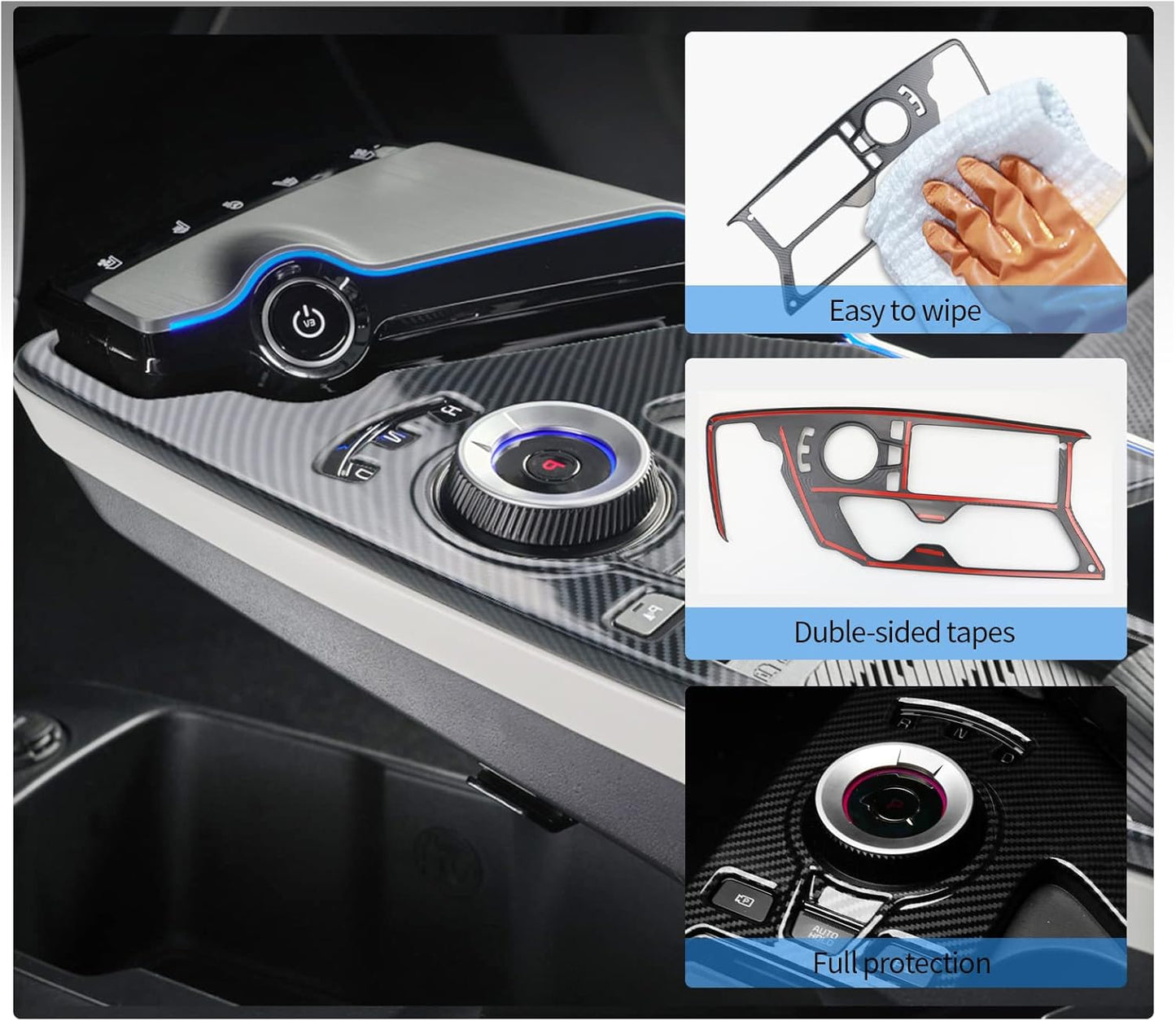 CDEFG Gear Shift Panel Cover for 2022 Kia EV6 Accessories Car Console Gear Shift Knob Panel Trim Decoration Frame Sticker Trim for 2022 EV6 Interior Accessories