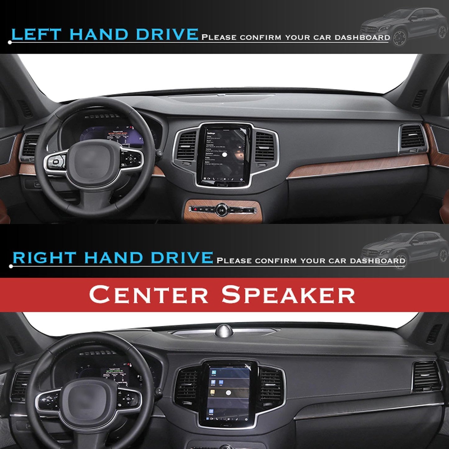 LEFEDA Suede Leather Car Interior Dashmat Dashboard Cover Pad Dash Mat Carpet,for Volvo XC90 2015-2023 Accessories