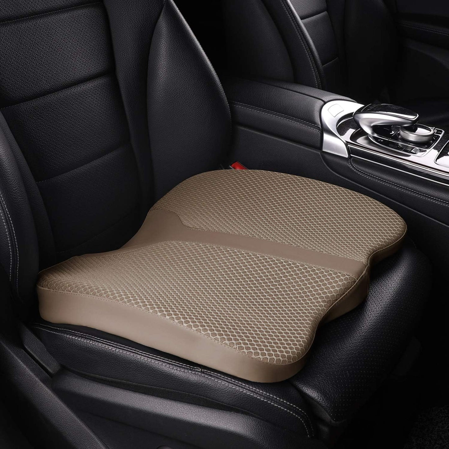 LARROUS Car Seat Cushion - Comfort Memory Foam Seat Cushion for Car Seat Driver, Tailbone (Coccyx) Pain Relief Pad, Car Seat Cushions for Driving, Office Chair Cushion (Brown)
