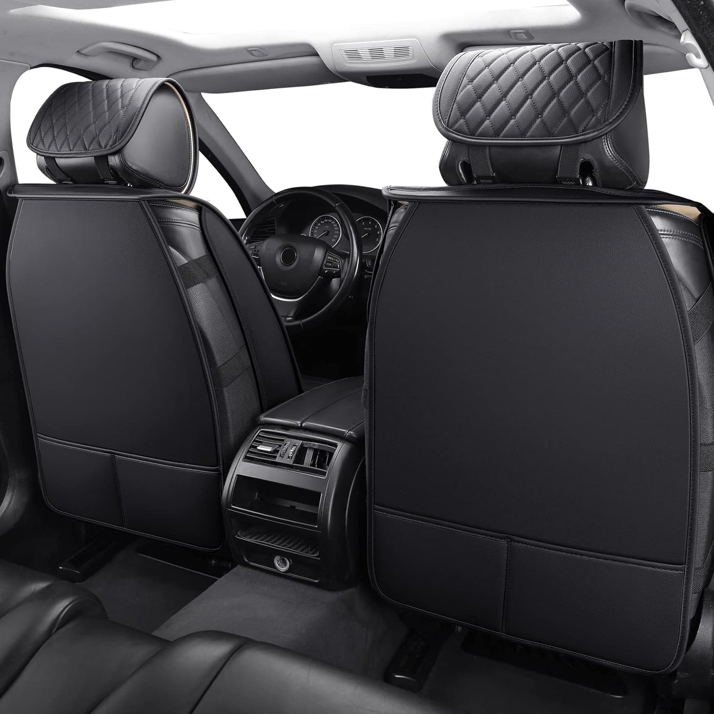 Aierxuan Driver Seat Covers Waterproof Leather Universal Fit for Nissan Rogue Murano Maxima Pathfinder Kia Soul Forte Sorento Optima Honda Hyundai Buick Mazda Jetta Passat (2PCS Front/Black-Red)