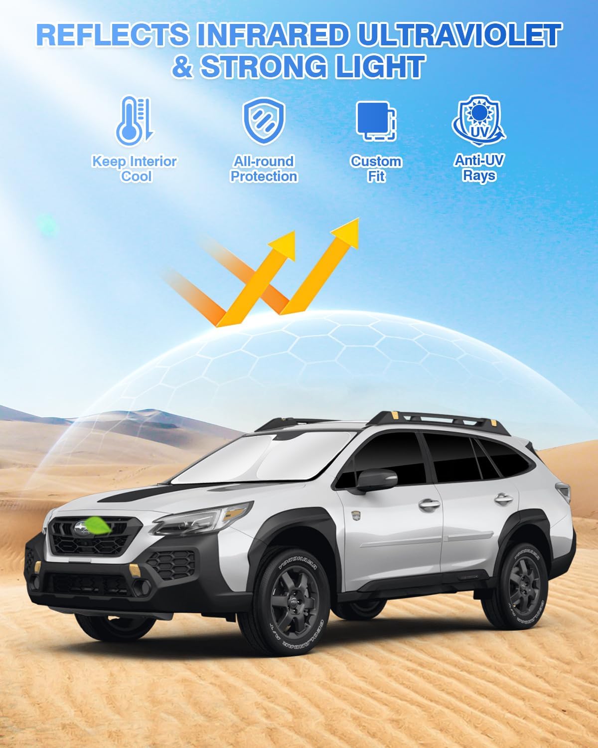 Canvcle Sunshades for 2020-2025 Subaru Outback Accessories Windshield Sun Shade Side Rear Window Shade Cover Sun Visor Shield Privacy Protection Keep Vehicle Cool Black 7PCS