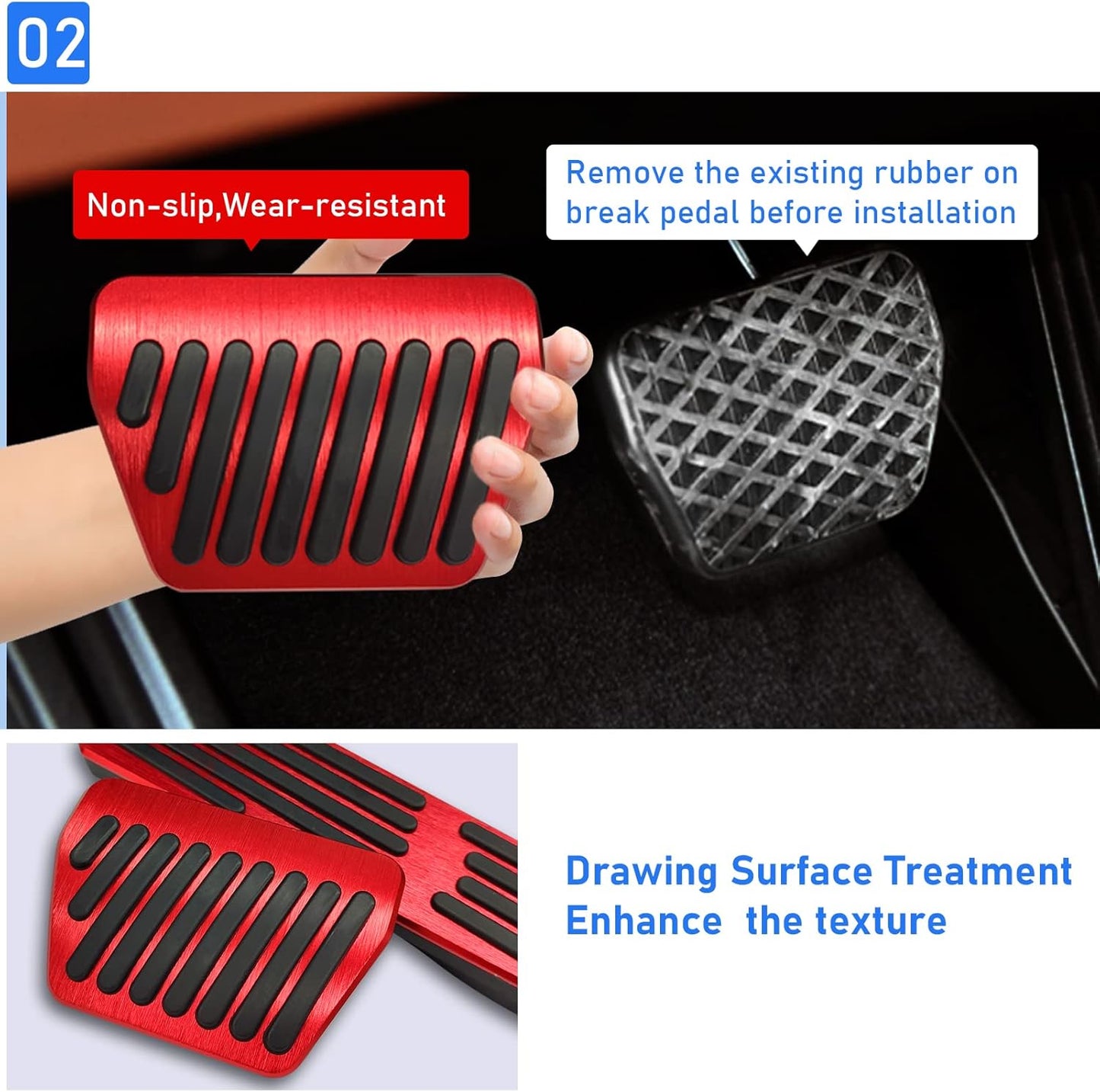 Jaronx Compatible with BMW Pedal Covers, No Drill Pedal Pads Anti-Slip Pedals Compatible with BMW 3' E90 E91 E92 E93/5' F10 F11/6' F12 F13/7' F01 F02/X3 F25/X4 F26/X5 E70/X6 E71/Z4 E89 (B Model-Red)