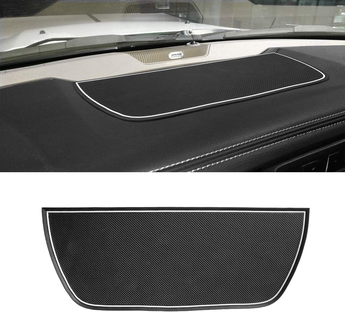 Auovo Dashboard Mat Liner for Dodge Ram Pickup 1500 2500 3500 2011-2018 Interior Accessories Car Dash Trim Rubber Pad Cover Soft Tray(1 PCS) (White)