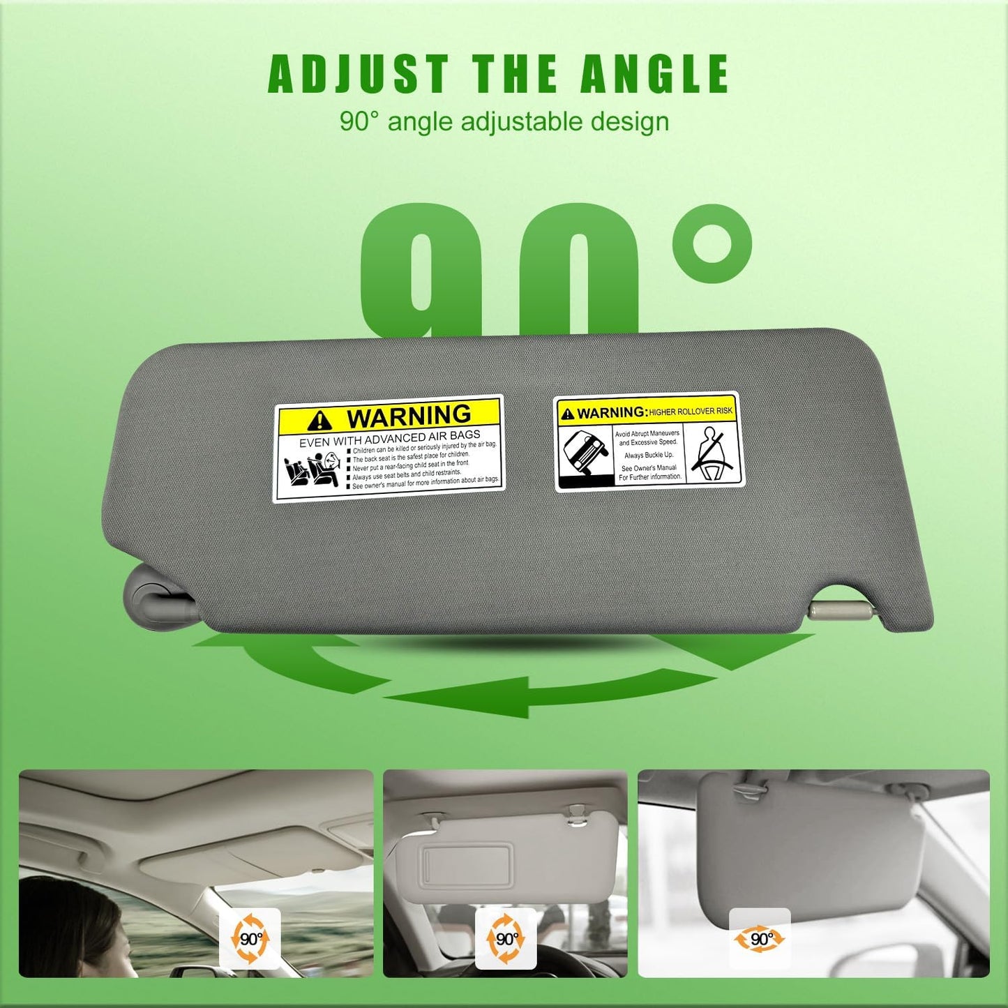 Sun Visor for Honda Pilot 2016 2017 2018 2019 2020 2021 2022 Honda Ridgeline 2018-2020 Replacement Sun Shade # 83280-TG7-A12ZA with Vanity Light/with Makeup Mirror (Gray(Driver Left))