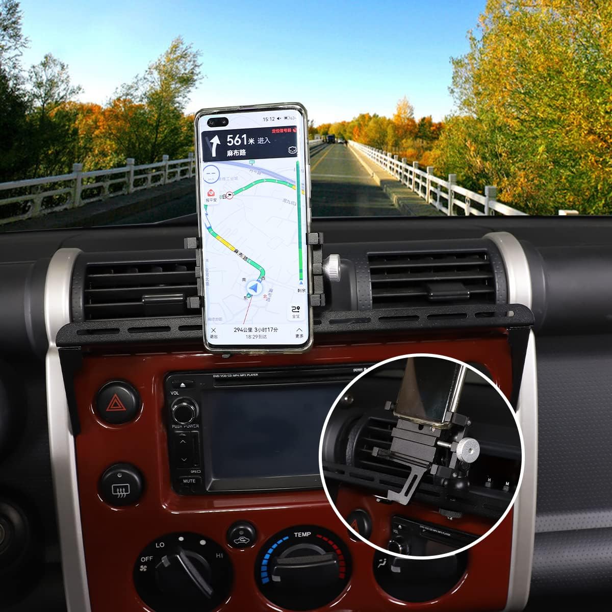 LLKUANG Car Instrument Panel Track Mobile Phone Holder Trim for Toyota FJ Cruiser 2007-2021 Central Control Air Vent Multifunctional Mobile Phone Holder (Style 1)