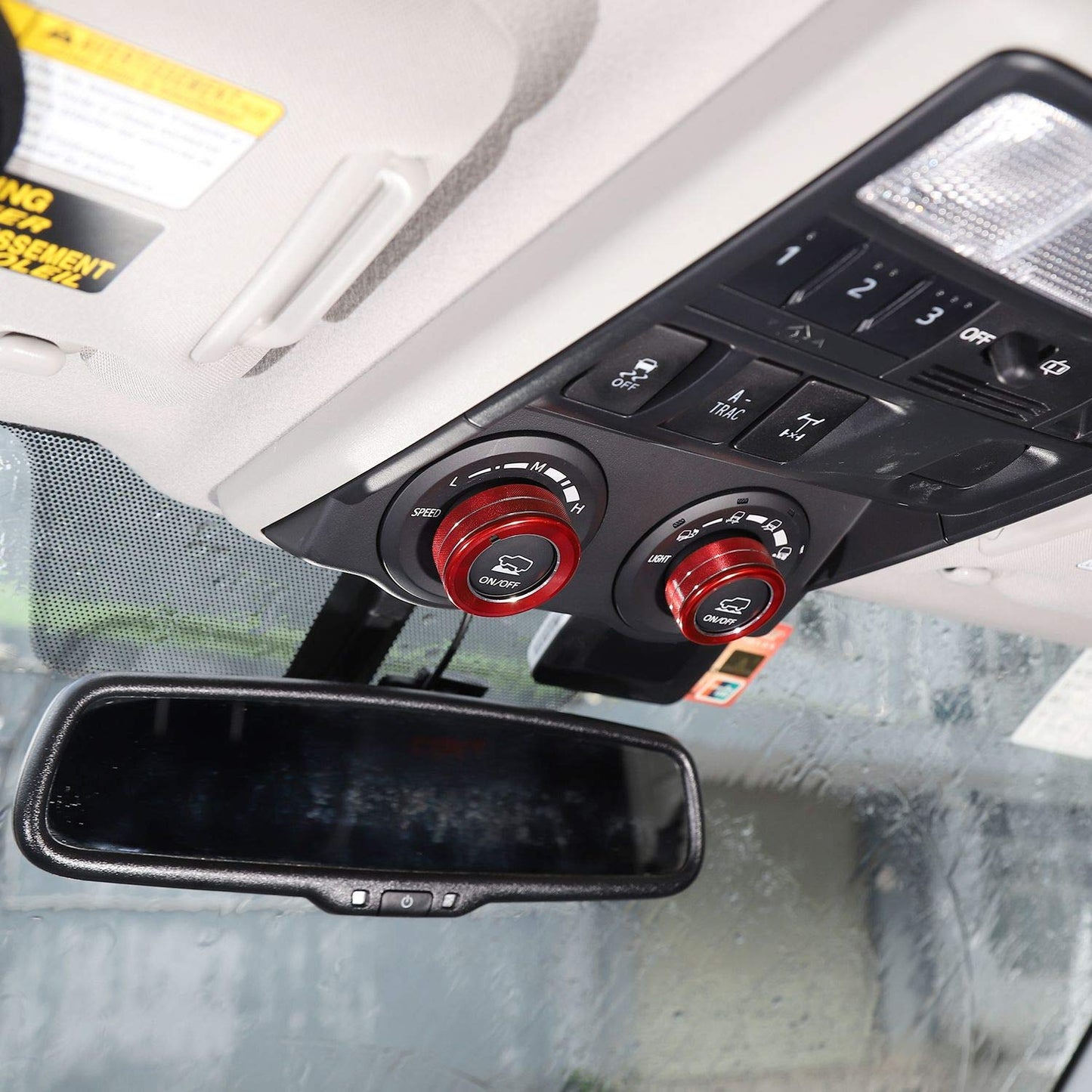 JeCar Multi-Terrain Selector Knob Button Cover Trim for 2010-2020 Toyota 4Runner TRD Pro, for TRD Off-Road (Red)