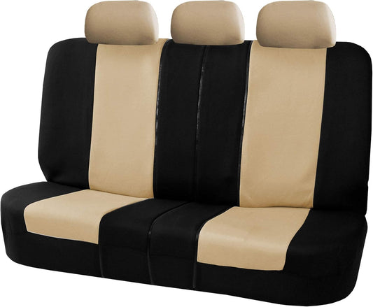 FH Group 40/60, 60/40, 50/50 Split Bench Cover w. 3 Headrests Beige & Black