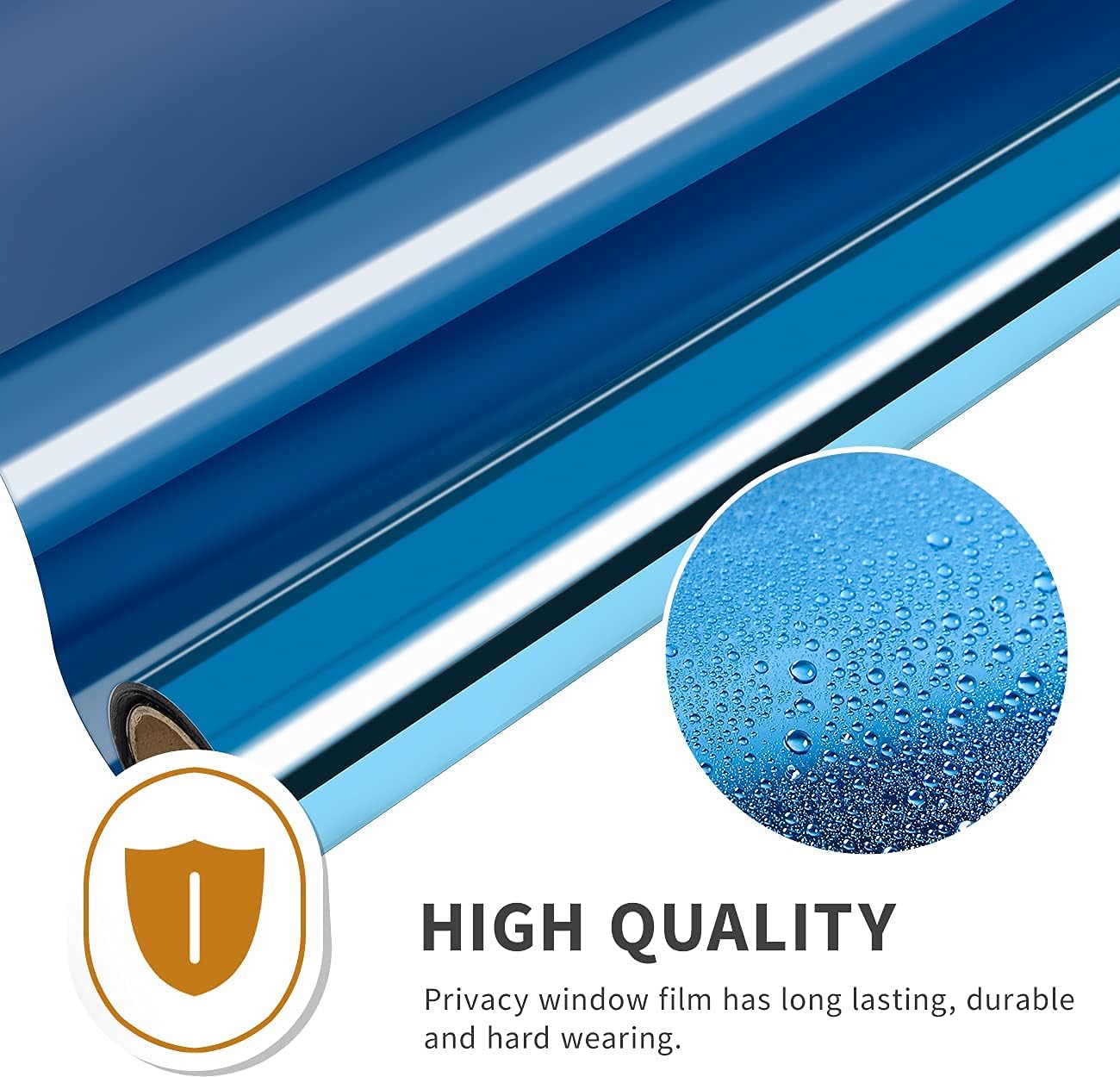 WQGXZF Window Film One-Way Mirror Film Daytime Privacy Heat Insulation Anti-UV Window Coloring Office Home Mirror Glass Film (Blue, 23.6 in X 157.4 in)