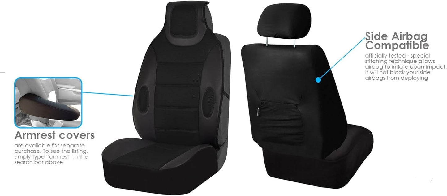 FH-FB202102 Black Leatherette Seat Cushion Pads Seat Covers for Cars