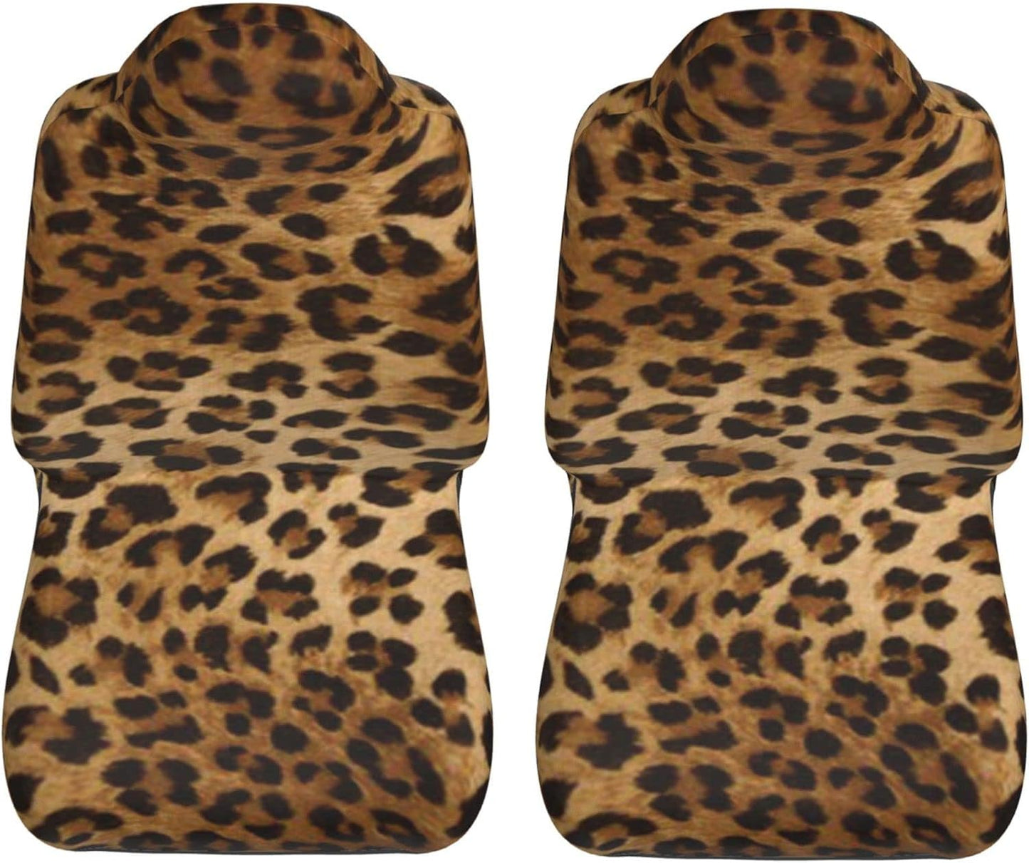 AROONS Cute Leopard Printed Car Seat Covers for Front Seat 2 Pack Elasticity Automotive Seat Cover Universal for Auto Truck Van SUV