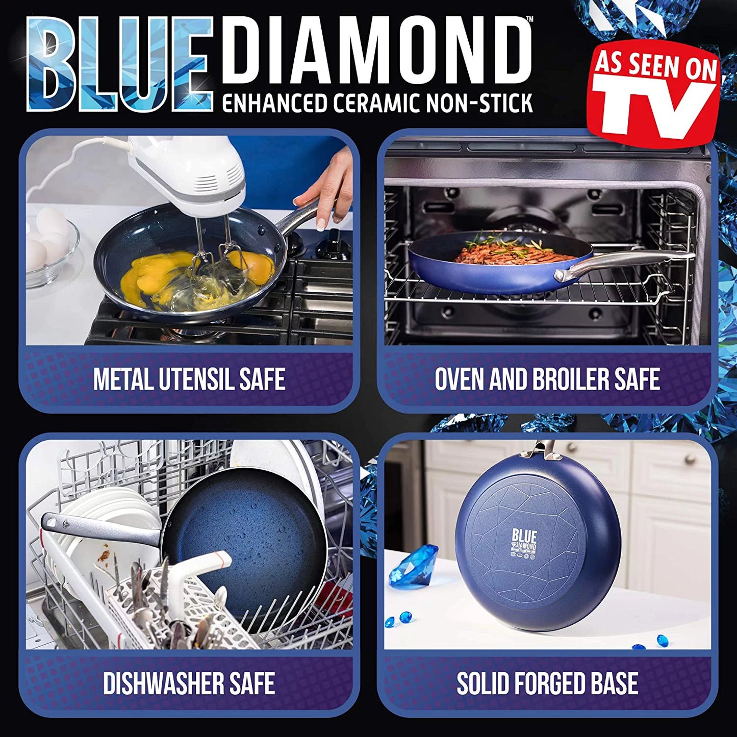 Blue Diamond Pan CC001951-001 Cookware-Set, 14 Piece