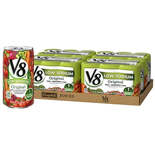 V8 Low Sodium Original 100% Vegetable Juice, 5.5 Oz. Can (4 Packs Of 6, Total Of 24)