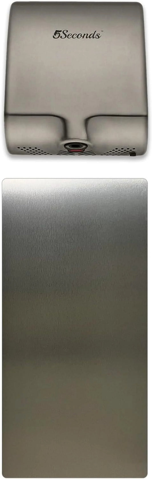 5Seconds Electric Hand Dryer with Grey Aluminum Wall Guard 31.49 x 15.74 x 0.12 for Bathrooms in 1000W, Stainless, HEPA Filter, Touch Free Sensor, Energy Efficient UL Listed, 5Years Warranty