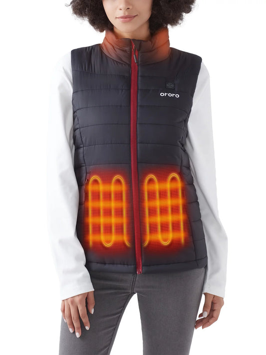 ORORO Women’s Heated Vest with Battery, Heating Vest for Hiking Skiing Outdoors (Black, XL)