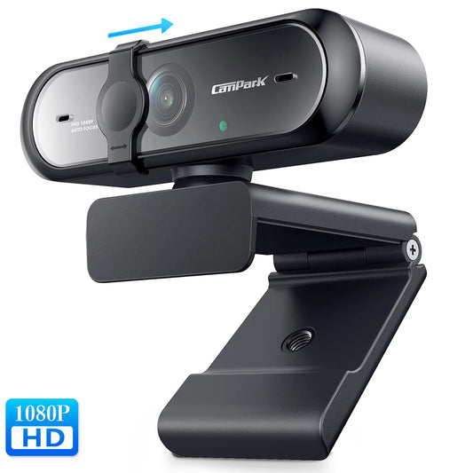 CAMPARK 1080P Webcam with Microphone for PC Autofocus USB Web Cam Streaming Camera for Skype Teleconference Video Conference