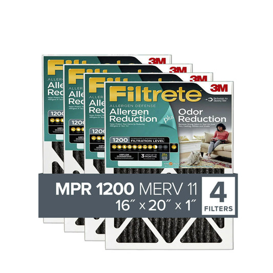 Filtrete 16x20x1 Air Filter, MPR 1200 MERV 11, Allergen Plus Odor Reduction, 4 Filters