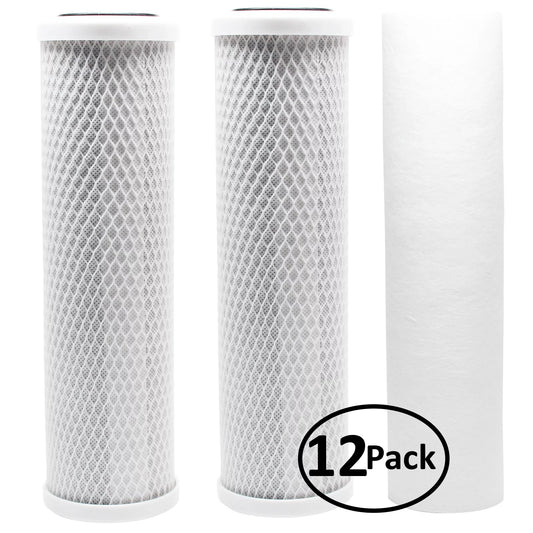 12-Pack Replacement for Filter Kit for Marine Depot MD9119 RO System - Includes Carbon Block Filters & Polypropylene Sediment Filter - Denali Pure Brand
