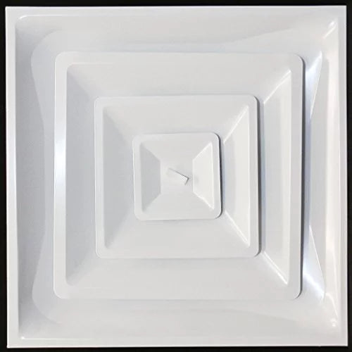 Drop Ceiling HVAC Supply Grille - for T-Bar Lay-in - 3 Coned - 24 x 24 - for 8 Vent Connection