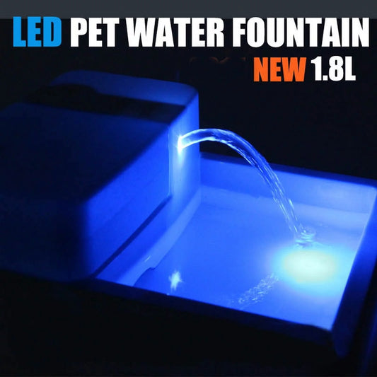 TOPCHANCES 12V 1.8L Capacity Sterilization Automatic Pet Water Fountain Pet Waterer Safe Drinking Filter Bowl for Pet Dogs Cats (US Plug)