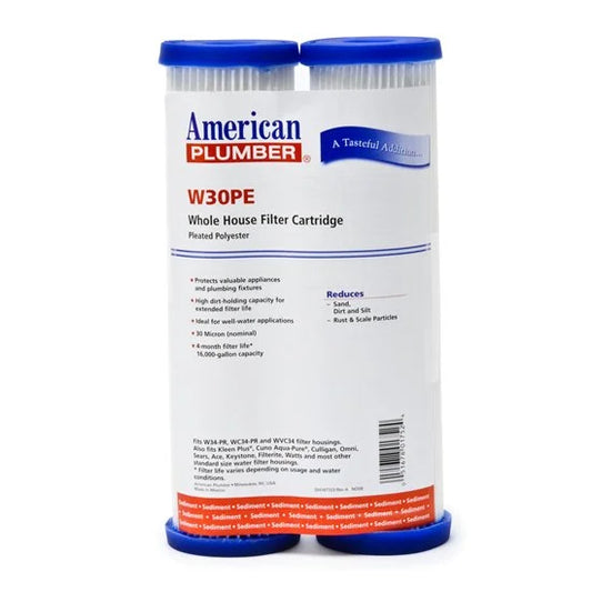 Package Of 4 American Plumber W30PE Pleated Polyester Water Filters