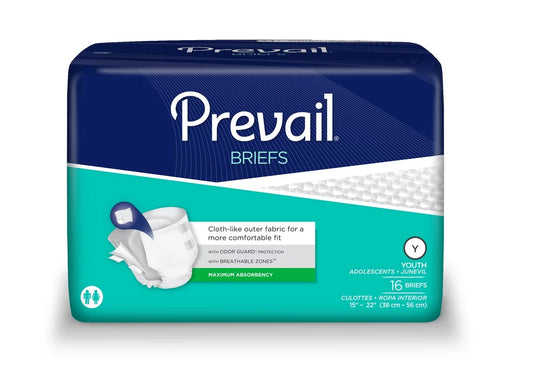 Prevail Youth Incontinent Brief PV-015 X-Small Case of 96, White
