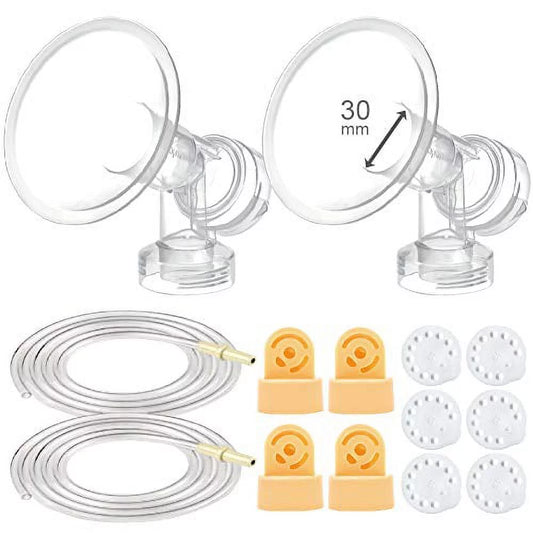 Maymom Breast Pump Kit Compatible With Medela Pump in Style Advanced Breast Pumps PISA; X-Large Breastshield (one-piece, 30 mm), 4 Valve, 6 Membrane, & 2 PumpinStyle Tubing; Replace Med