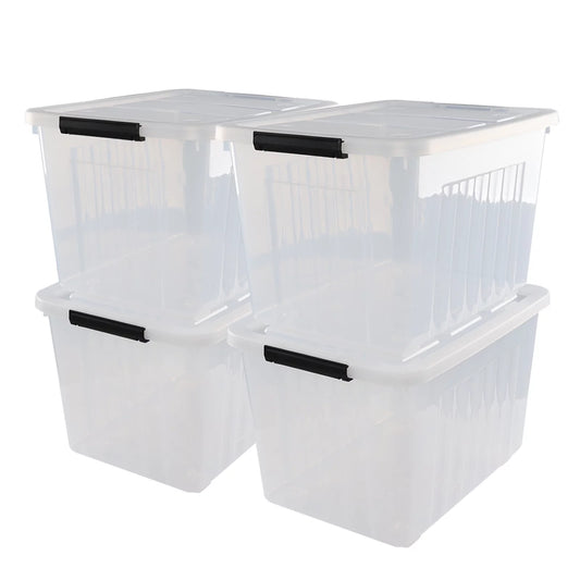 Ggbin 70 Quart Plastic Storage Bins with Wheels, Large Latching Storage Box, 4-Pack