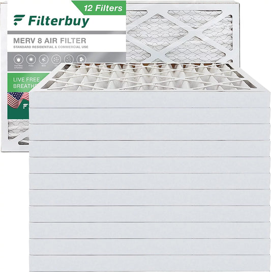 Filterbuy 8x16x2 MERV 8 Pleated HVAC AC Furnace Air Filters (12-Pack)
